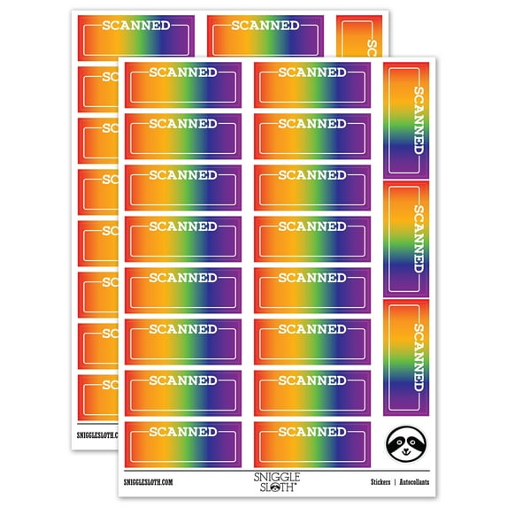 Scanned Blank Box for Date Signature Document Sticker Set - Rainbow - Gloss Finish - 2.00" Large