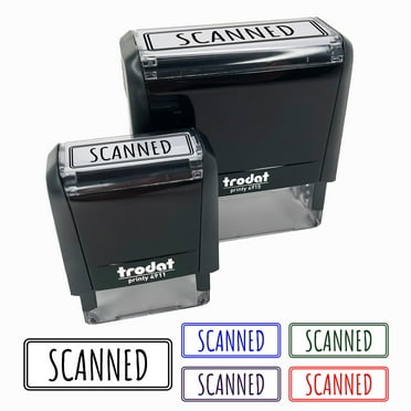 Scanned Double Line Border Document Self-Inking Rubber Stamp Ink Stamper for Business Office - Black Ink - Small 1-1/2 Inch