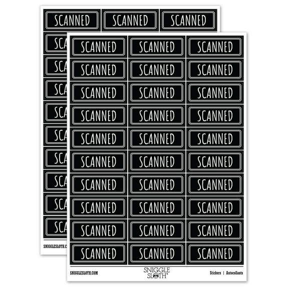 Scanned Double Line Border Document Sticker Set - Black - Gloss Finish - 1.75" Medium