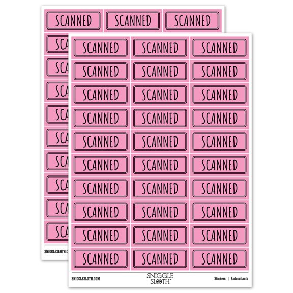 Scanned Double Line Border Document Sticker Set - Light Pink - Gloss Finish - 1.75" Medium