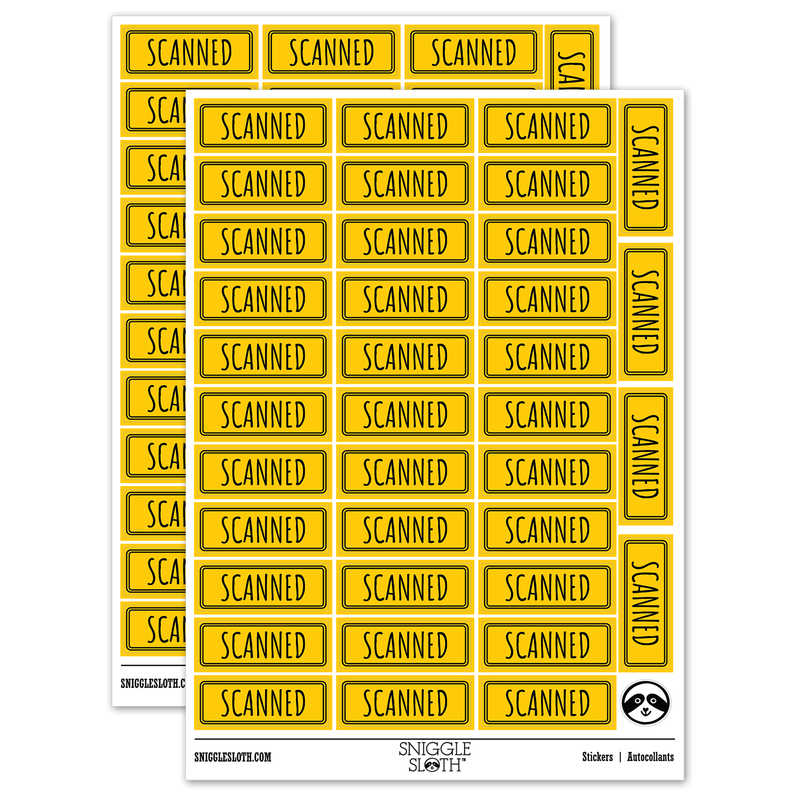 Scanned Double Line Border Document Sticker Set - Yellow - Gloss Finish ...