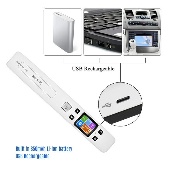 Scanner,Document Scanner Speed Portable Wand Lcd Display Business Scanner A4 Size Portable Wand Document Size Lcd Display A4 Size Lcd 1050dpi Speed Portable Display Business Books Eryue