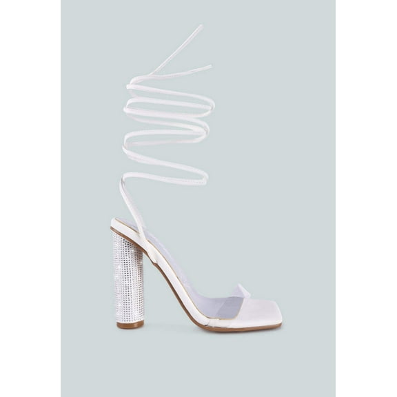 London Rag Scansta Lace Up Rhinestone Embellished Womens Heel Sandals