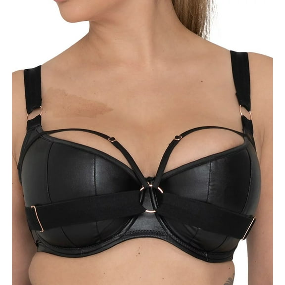 Scantilly by Curvy Kate BLACK Harnessed Padded Half Cup Bra, US 30J, UK 30GG
