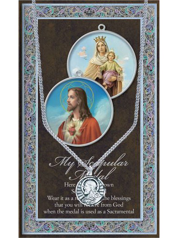 Scapular Pewter Medal Pendant with Chain, Made in USA