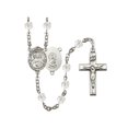 thumbnail image 1 of Scapular Silver-Plated Rosary 6mm April Crystal Fire Polished Beads Crucifix Size 1 3/8 x 3/4 medal charm, 1 of 1