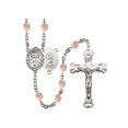thumbnail image 1 of Scapular Silver-Plated Rosary 6mm October Pink Fire Polished Beads Crucifix Size 1 5/8 x 1 medal charm, 1 of 1
