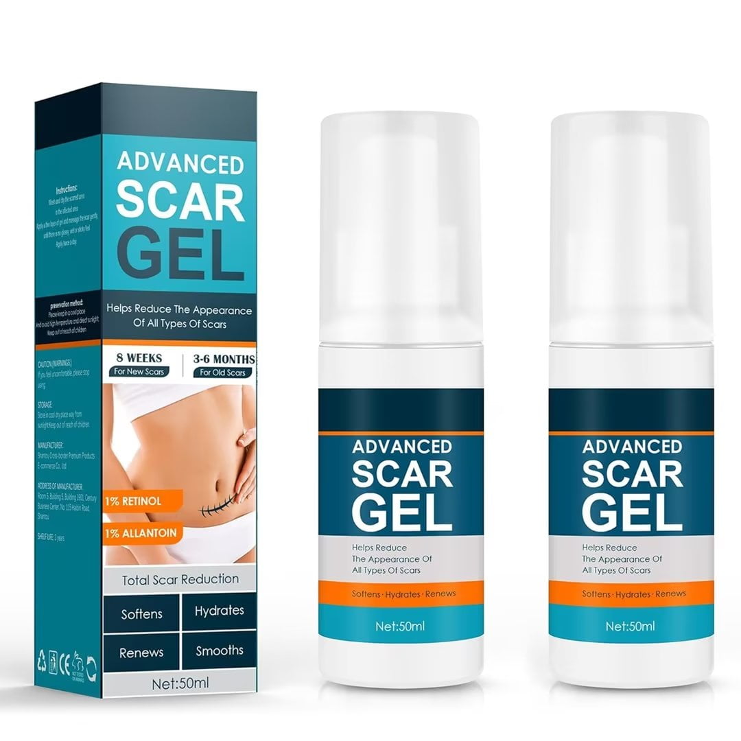 Scar Gel, Scar Cream, 2Pack Advance Scar Gel for Surgical Scars, Face, Body, Leg, Burns, Acene