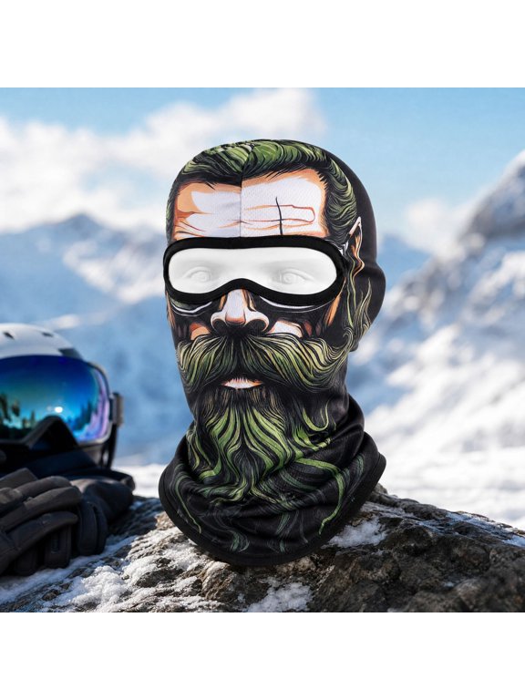 Scar‑Print Bearded Old Man Mask, Funny Realistic Face Balaclava, Old Man Ski Mask, Novelty Winter Face Cover, Ski Mask For Halloween Masks For Adults