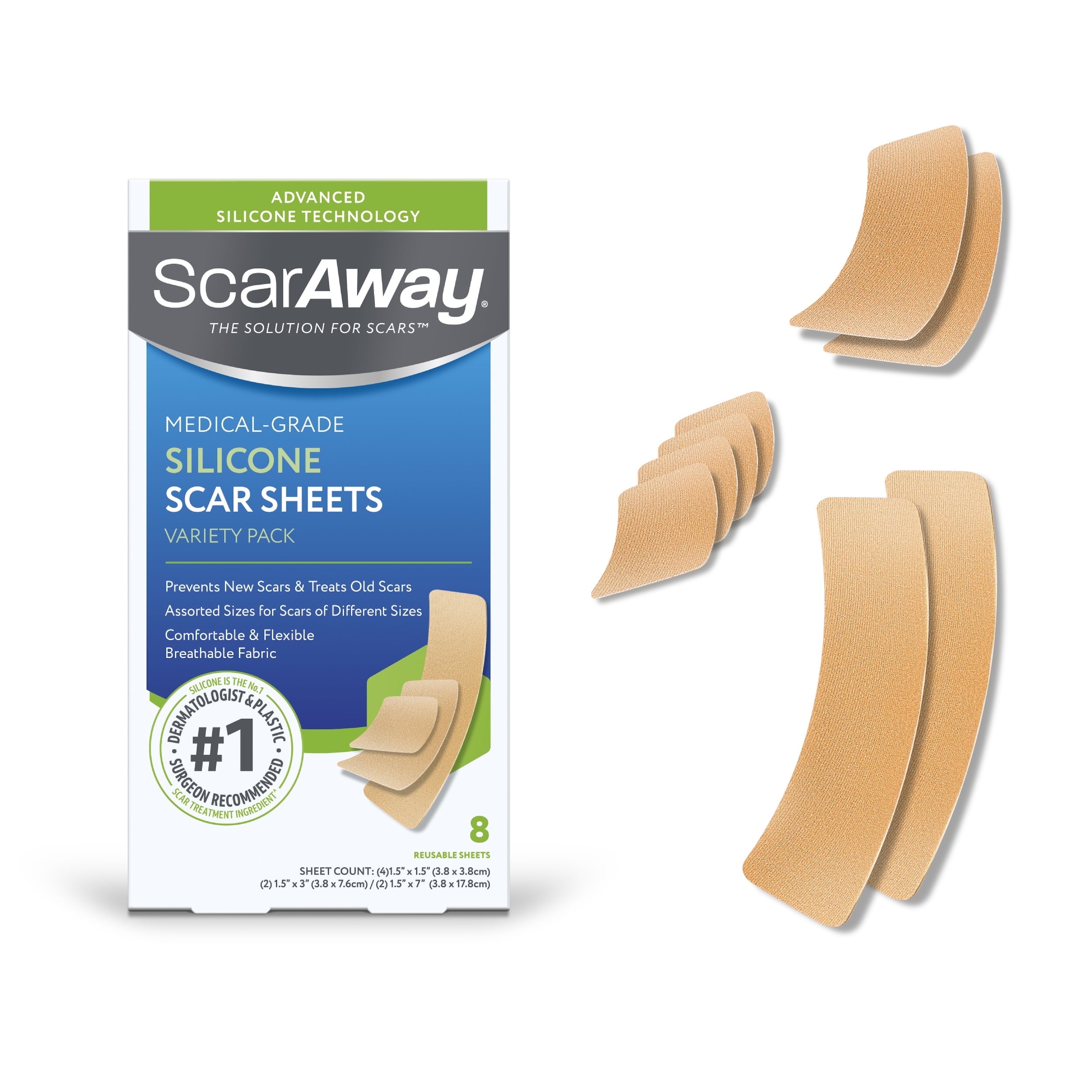 ScarAway Silicone Scar Sheets, Medical Grade, Reusable