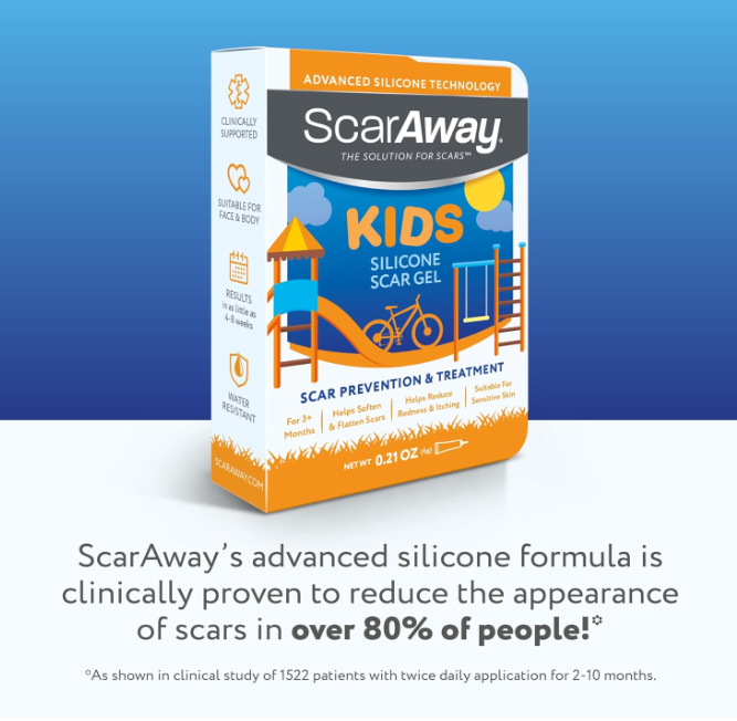 ScarAway Kids Silicone Scar Gel, 100 MedicalGrade, Helps Improve Size