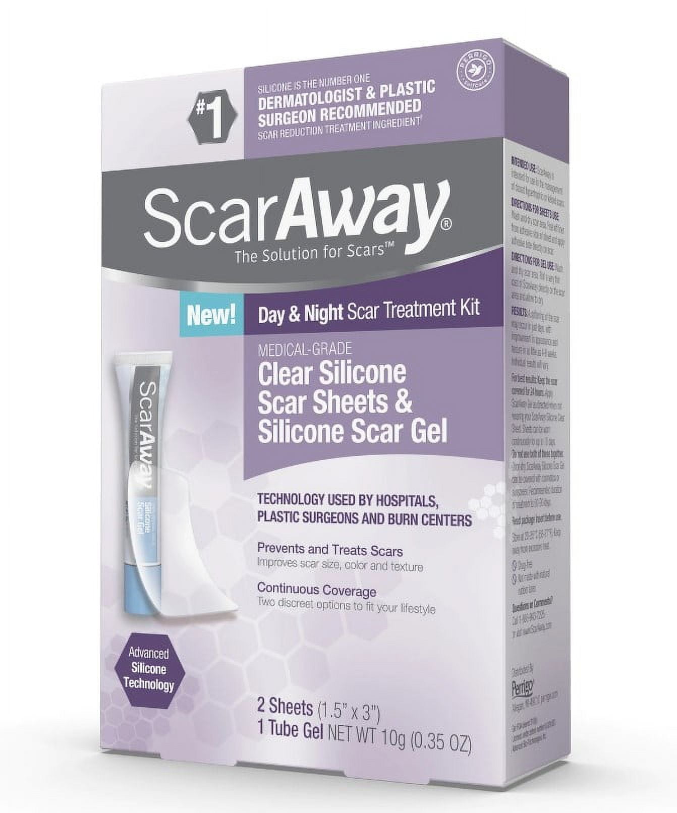 ScarAway Scar Treatment Kit, 2 Clear Silicone Scar Sheets and 100