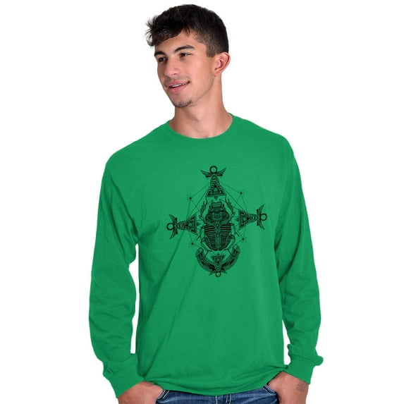 Scarab Ankh Ancient Egyptian Symbols Long Sleeve TShirt Men Women Brisco Brands L