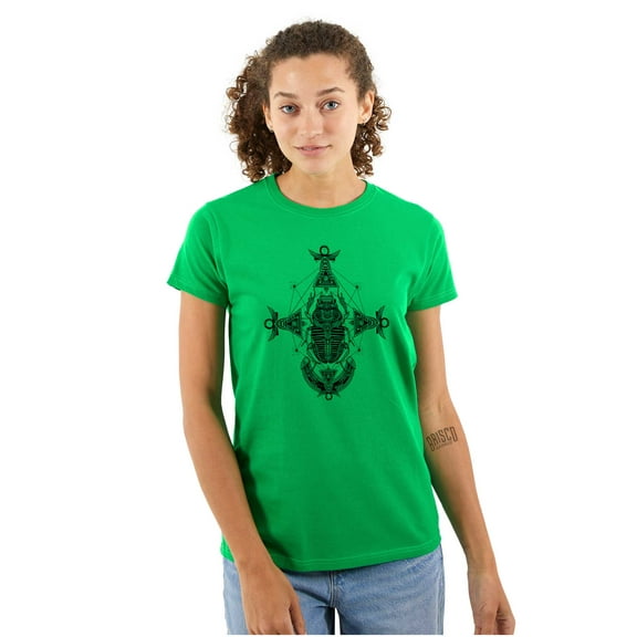Scarab Ankh Ancient Egyptian Symbols Womens Slim Fit Graphic Tee Brisco Brands M