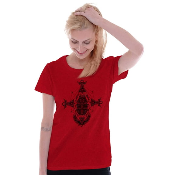 Scarab Ankh Ancient Egyptian Symbols Womens Fitted Plus Size Graphic Tee Brisco Brands 2X