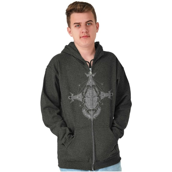Scarab Ankh Ancient Egyptian Symbols Zip Up Hoodie Men's Women's Brisco Brands 5X