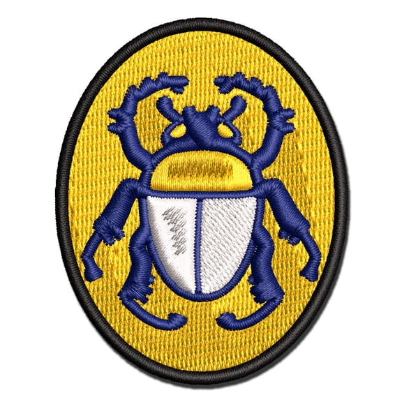 Scarab Beetle Applique Multi-Color Embroidered Iron-On Patch - 3.5 Inch Large