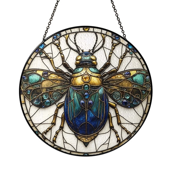 Scarab Beetle Stained Glass Suncatcher Spiritual Egyptian Symbol Window Hanging Insect Lover Home Decor Meaningful Gift
