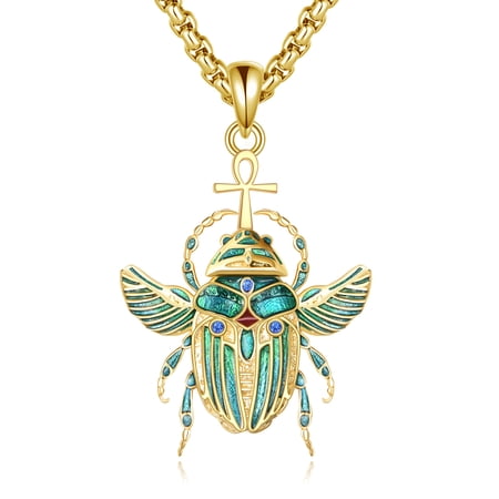 Scarab Pendant S925 Sterling Silver Scarab Beetle Necklaces Egyptian Scarab Jewelry Gifts for Women Men