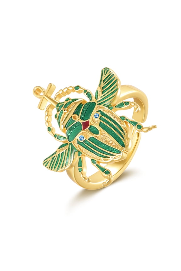 Scarab Ring 925 Sterling Silver Scarab Adjustable Ring Scarab Jewelry Gifts for Women Men