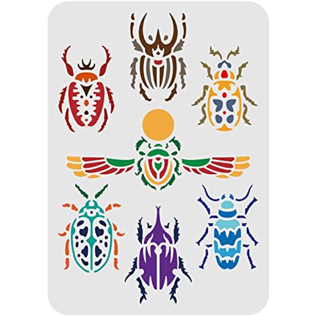 Printable Scarab Pattern Scarab Stencil 11.7x8.3inch Reusable Egyptian Scarab Arts and Crafts ...