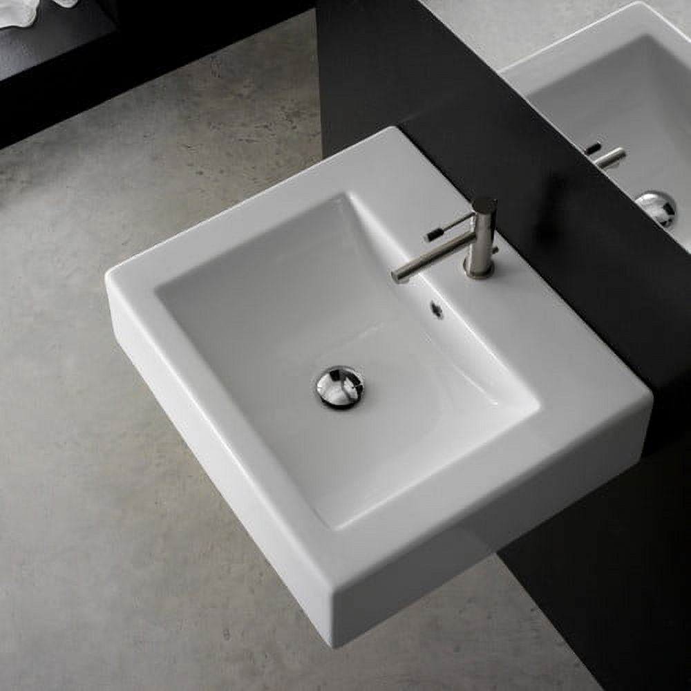 Scarabeo 20'' White Ceramic Wall-Mount Rectangular Sink