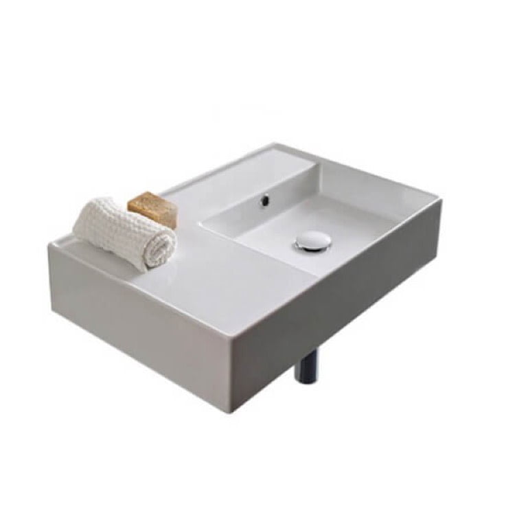 Scarabeo 17.3'' White Ceramic Rectangular Wall-Mount Bathroom Sink
