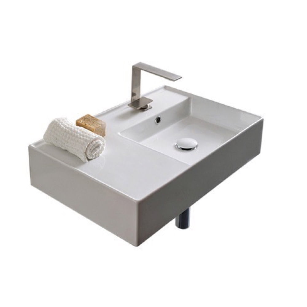 Scarabeo 17.3'' White Ceramic Rectangular Wall-Mount Bathroom Sink