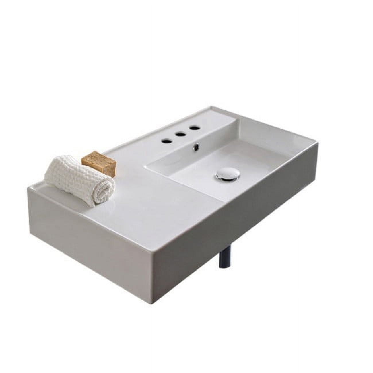 Scarabeo 32'' White Ceramic Rectangular Wall-Mount Sink