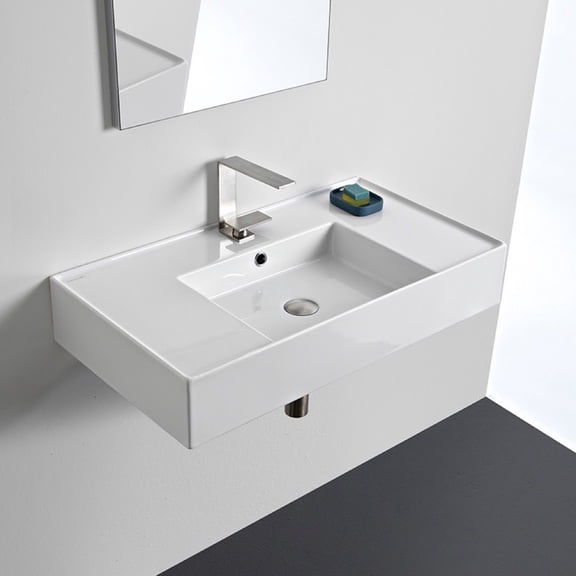 Nameeks Scarabeo 5123-One Hole Scarabeo Teorema 2.0 32" Rectangular Ceramic Vessel Or Wall