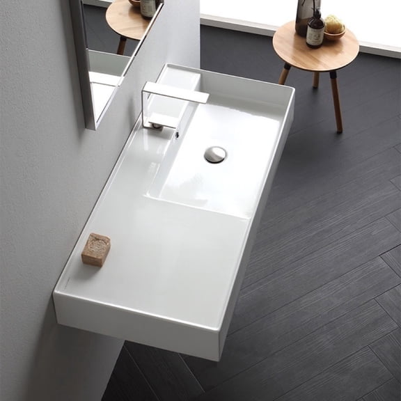 Nameeks Scarabeo 5120-One Hole Scarabeo Teorema 2.0 40" Rectangular Ceramic Vessel Or Wall