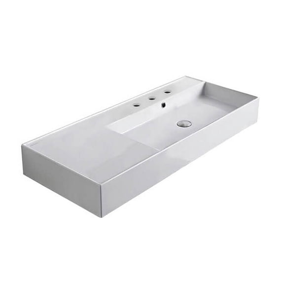 Nameeks Scarabeo 5120-Three Hole Scarabeo Teorema 2.0 40" Rectangular Ceramic Vessel Or