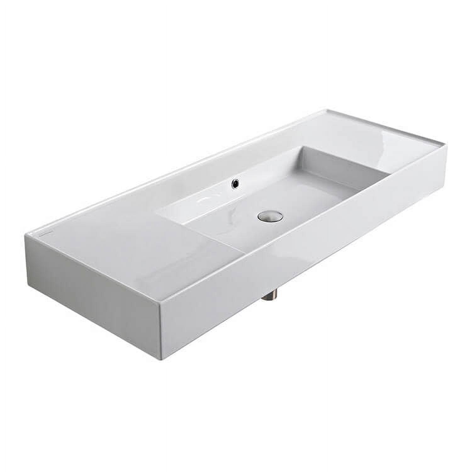 Scarabeo 48'' Glossy White Ceramic Rectangular Wall-Mount Sink