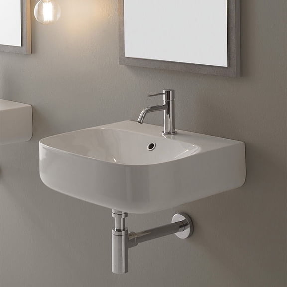 Nameeks Scarabeo 5507-One Hole 20" Ceramic Wall Mounted Bathroom Sink - White
