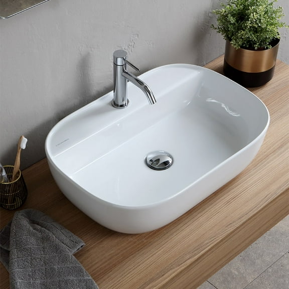 Nameeks Scarabeo 1802-One Hole Scarabeo Glam 23" Rectangular Ceramic Vessel Bathroom Sink