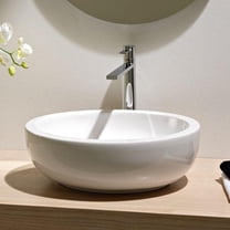 Nameeks 8112-No Hole Scarabeo 18-7/8" Ceramic Vessel Bathroom Sink - White