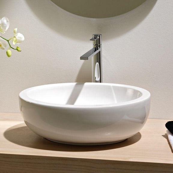 Nameeks 8112-No Hole Scarabeo 18-7/8" Ceramic Vessel Bathroom Sink - White