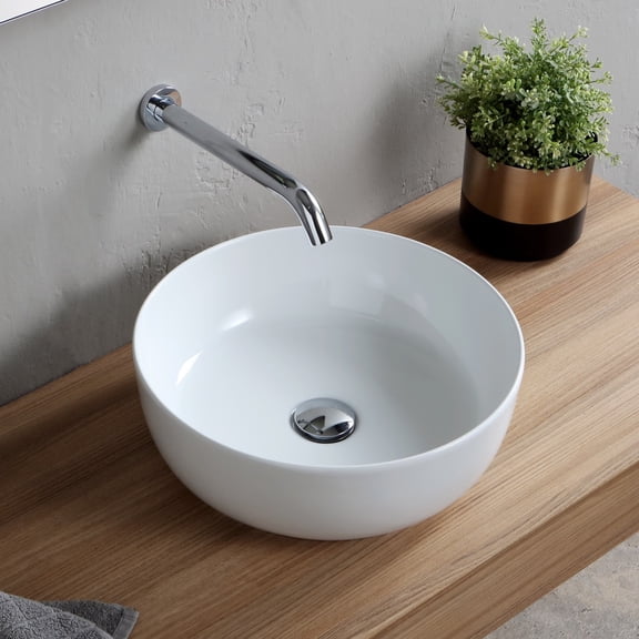 Nameeks Scarabeo 1807-No Hole Scarabeo Glam 16" Circular Ceramic Vessel Bathroom Sink -