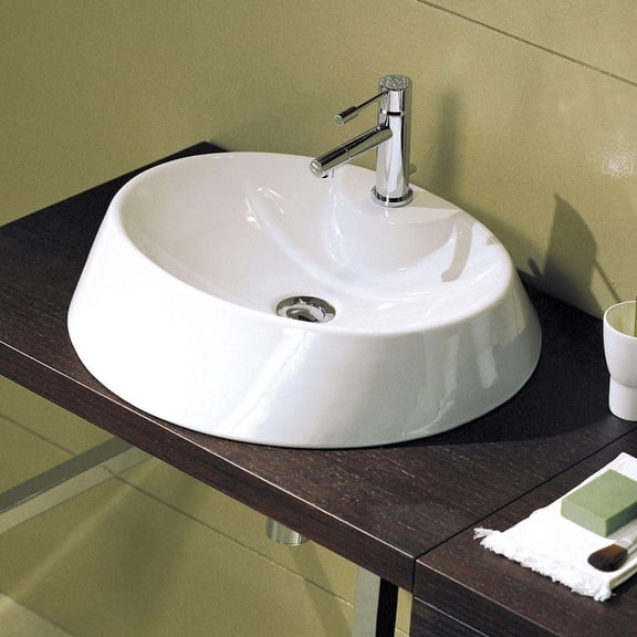 Nameeks Scarabeo 8041/R-One Hole Scarabeo 33-3/4" Ceramic Vessel Bathroom Sink - White