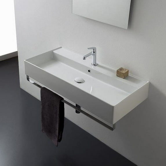 Nameeks 8031/R-120A-Tb-One Hole Scarabeo 47-1/5" Ceramic Wall Mount Bathroom Sink - White