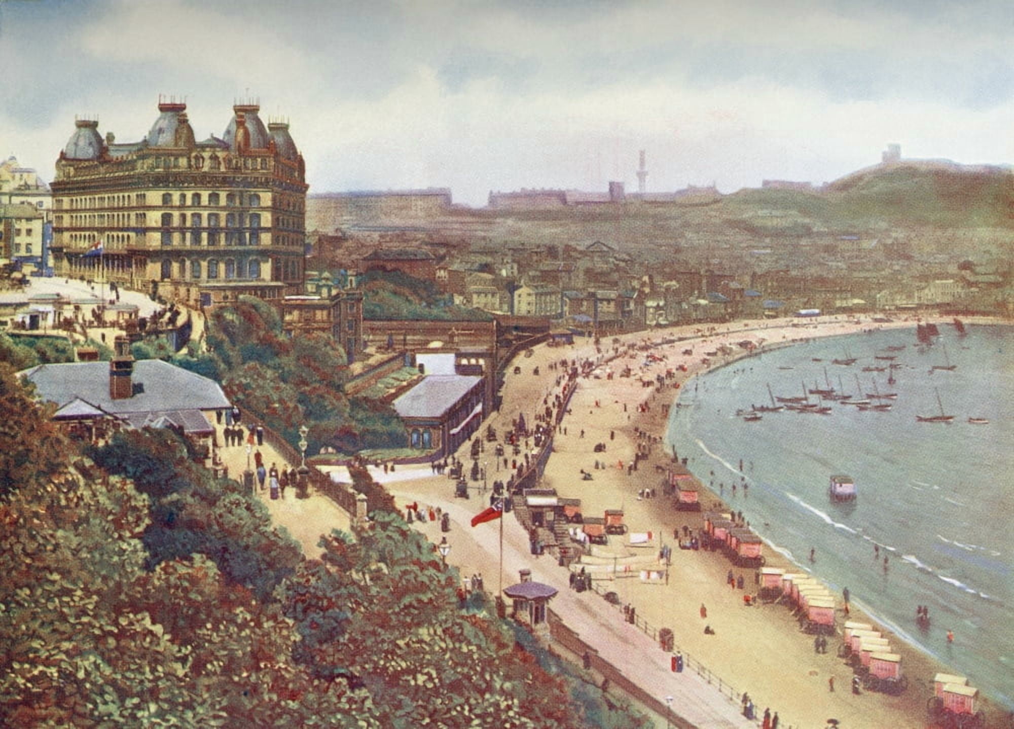 Scarborough North Yorkshire England In The 19Th Century From Picturesque History Of Yorkshire Published C1900 Canvas Art - Ken Welsh Design Pics (34 x 24)