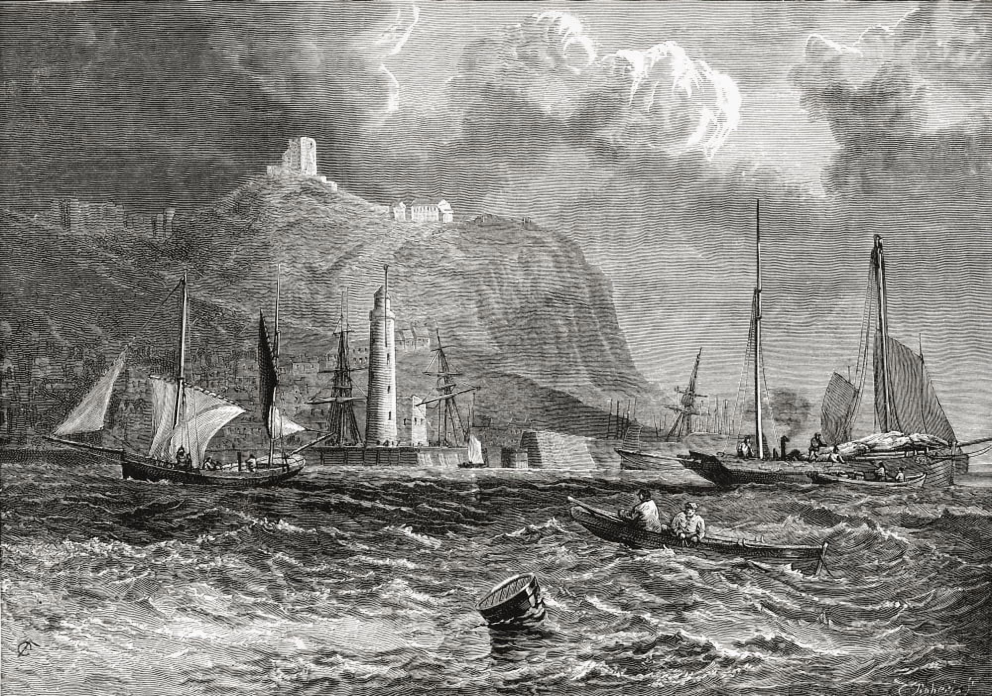 Scarborough North Yorkshire England Seen From The Sea In The Late 19Th Century From Our Own Country Published 1898 Canvas Art - Ken Welsh Design Pics (17 x 12)