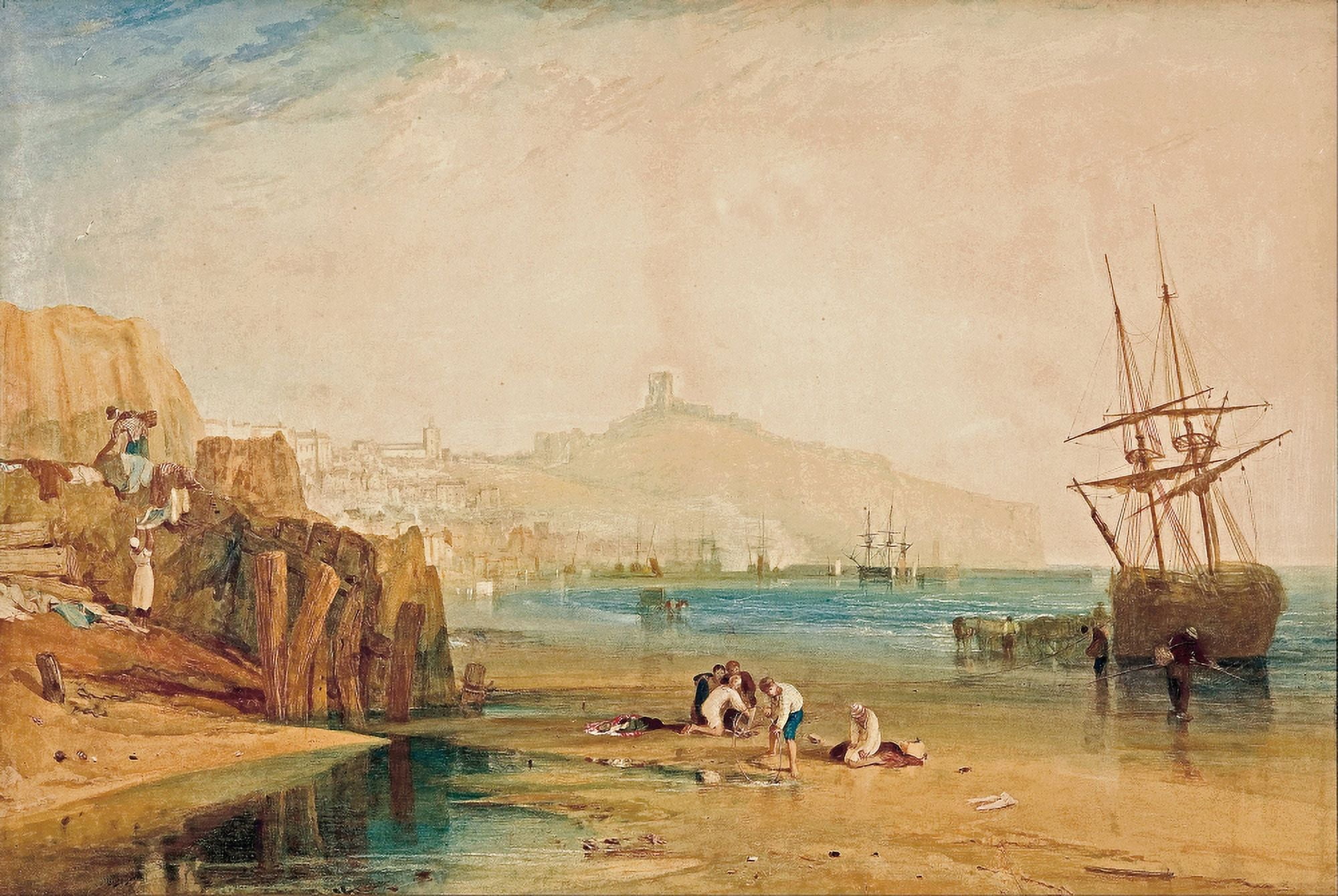 Scarborough Town & Castle c1810 Canvas Art - JMW Turner (18 x 24)