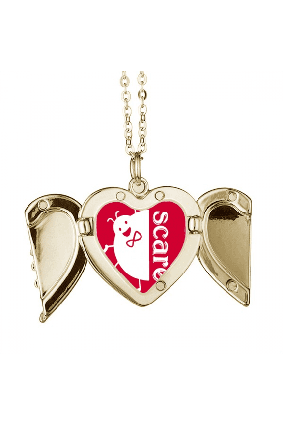 Scare Outline Ladybug Lovely Mignon Folded Wings Peach Heart Pendant Necklace