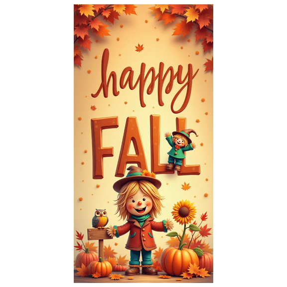 Scarecrow Design Autumn Banner Festive Decoration Pumpkin Owl for Happy Fall Celebration Harvest Festival Indoor Decor