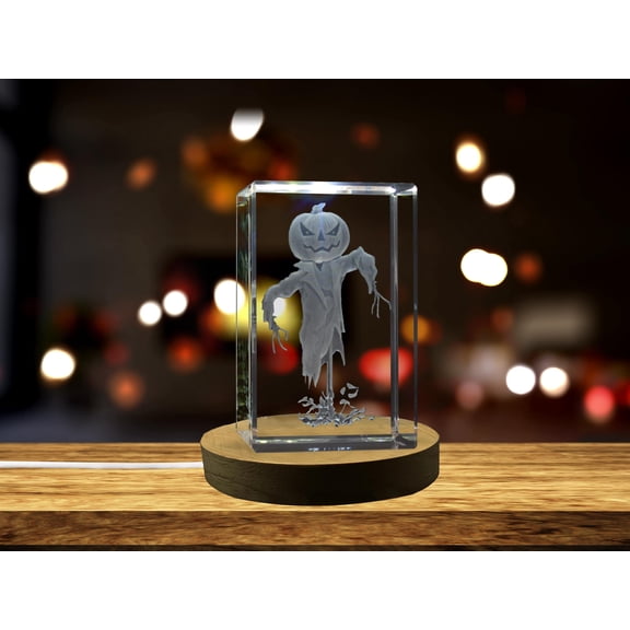 Scarecrow Halloween Symbols 3D Engraved Crystal Decor