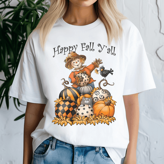 Scarecrow Happy Fall Yall Pumpkin, Thanksgiving Shirt,Turkey Tee,Holiday Gift ,Happy Thanksgiving Tshirt,Turkey Day,Family Gobble ,Pumpkin,
