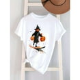 thumbnail image 1 of Scarecrow Jack O Lantern Graphic Tee Halloween Design Moisture Wicking Slim Fit T-Shirt Top White S-5XL, 1 of 4