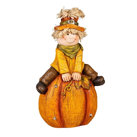 Scarecrow Pumpkin LED Statue, 17"H
