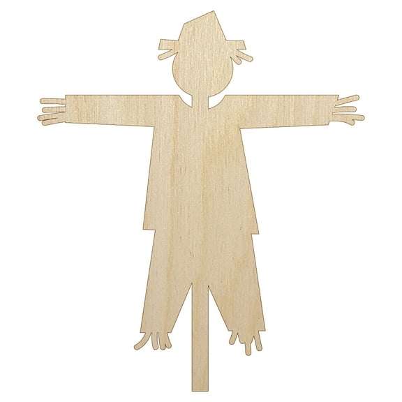 Scarecrow Solid Wood Shape Unfinished Piece Cutout Craft DIY Projects - 6.25 Inch Size - 1/4 Inch Thick